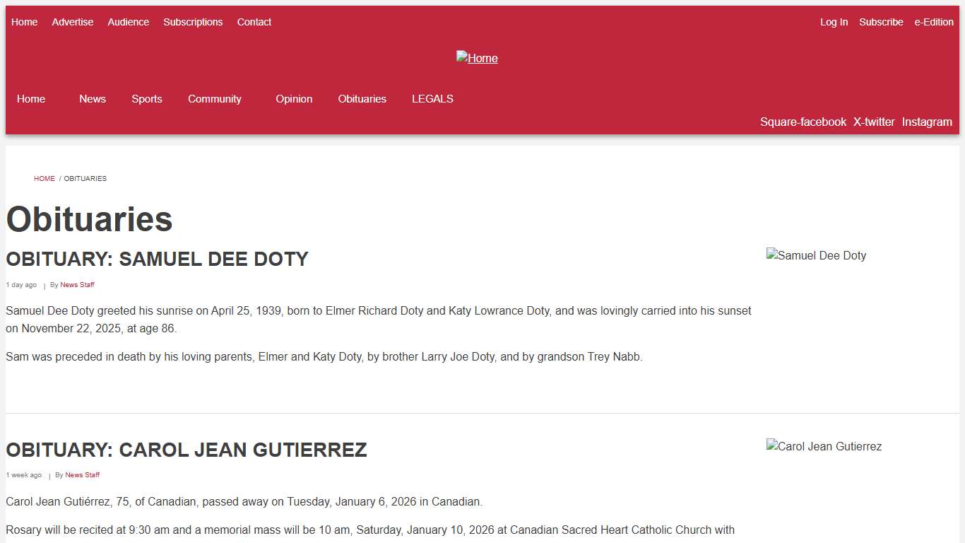 Obituaries The Canadian Record