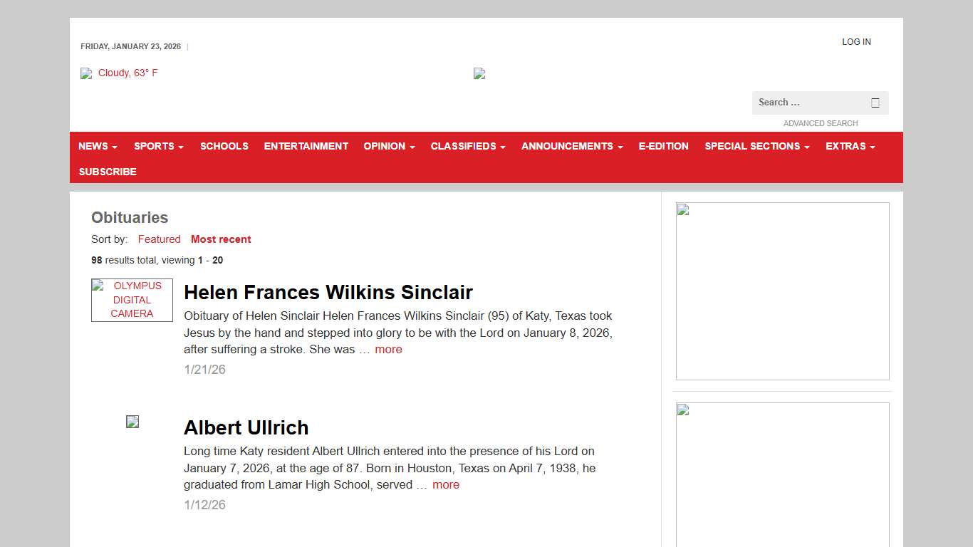 Obituaries Katy Times